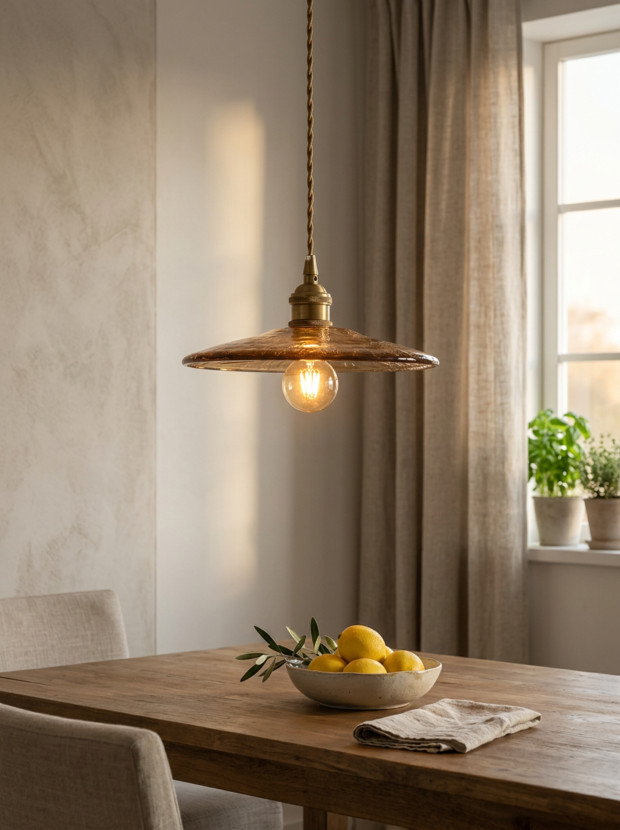 Kitchen Pendant Light Glass Shade | Vintage