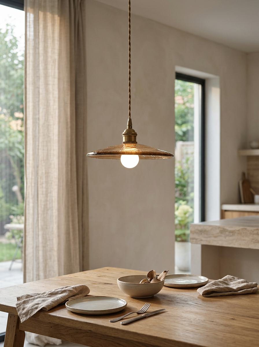 Kitchen Pendant Light Glass Shade | Vintage