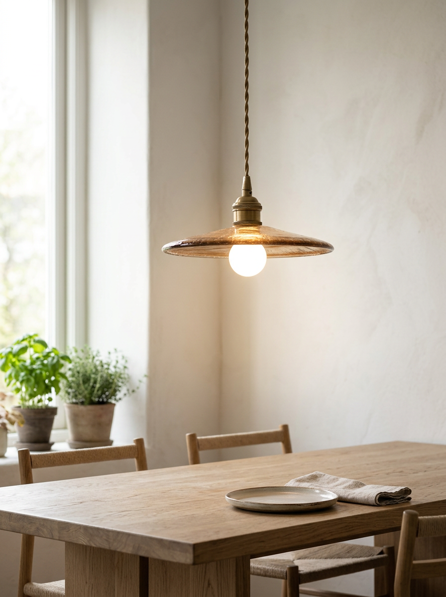 Kitchen Pendant Light Glass Shade | Vintage